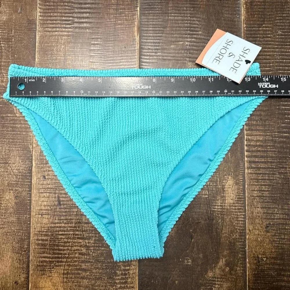 Shade and Shore Blue Bikini Bottoms Mid Rise High Leg Cheeky